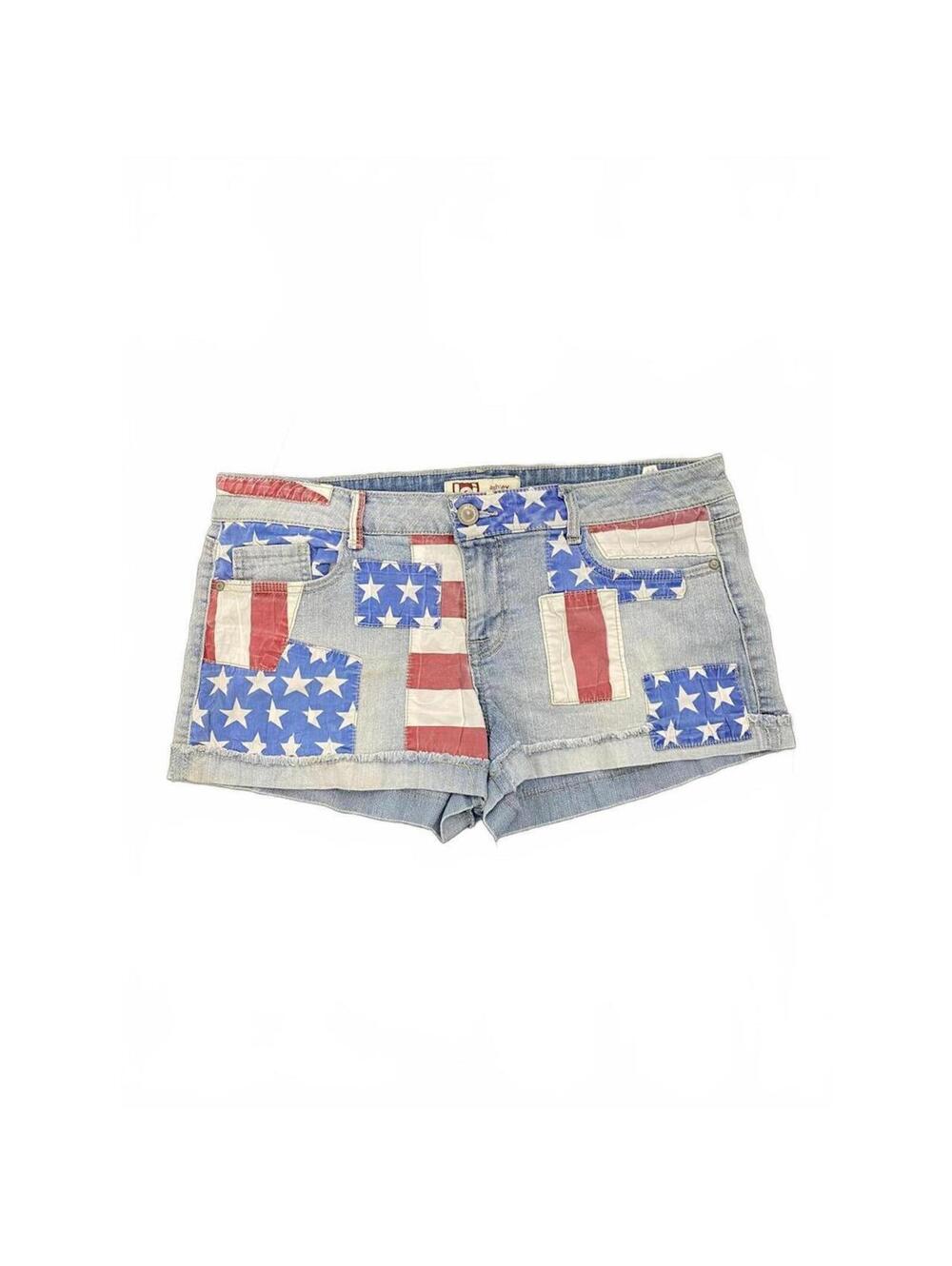 Y2k american flag denim shorts